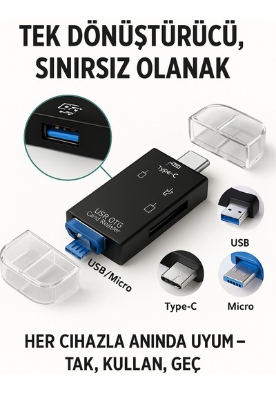 Çok Fonksiyonlu 6 In 1 Otg Kart Okuyucu Telefon -tablet Pc Uyumlu