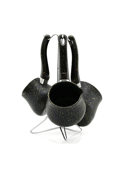 Granit Çelik Cezve Seti 230/280/380 Ml Metal Standlı