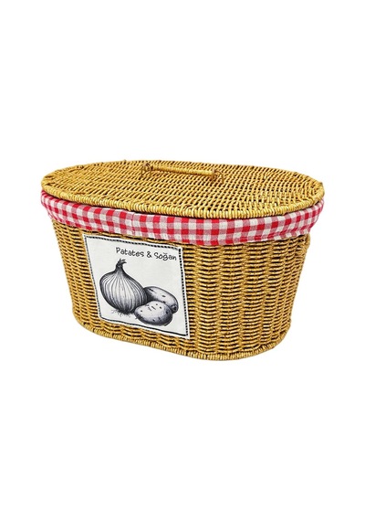 Akayev Rattan Patates Soğan Bölmeli Sepeti 28x39x21 Cm Kahverengi