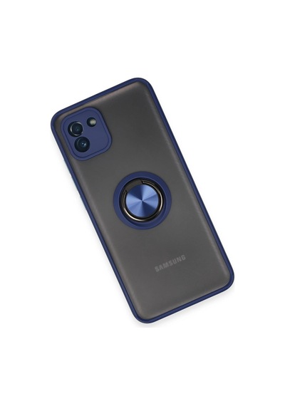 Newface - 142 - Samsung Samsung Uyumlu Galaxy A03 Kılıf Montreal Yüzüklü Silikon Kapak - Lvsqvr - - Lacivert