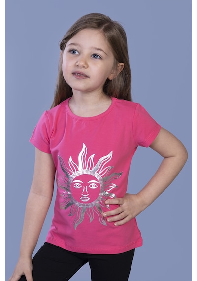 Toontoy Kids Toontoy Kız Çocuk Güneş Varaklı Tişört Fuşya