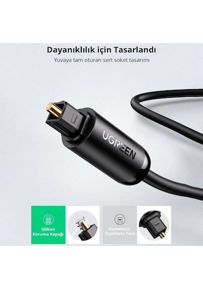 Ugreen Toslink Optik Ses Kablosu 1.5 Metre, Siyah, 70891