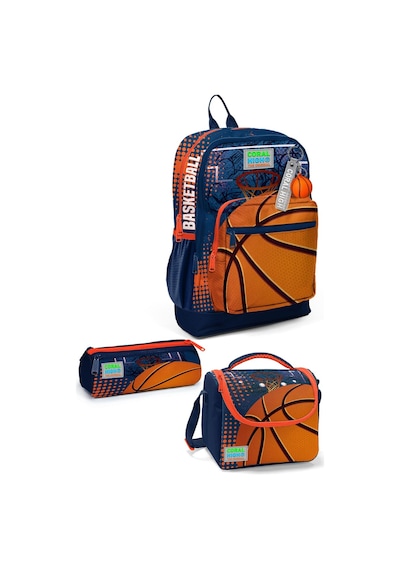 Coral High Kids Turuncu Lacivert Basketbol Desenli 3 Lü Okul Çanta Seti Set0123766