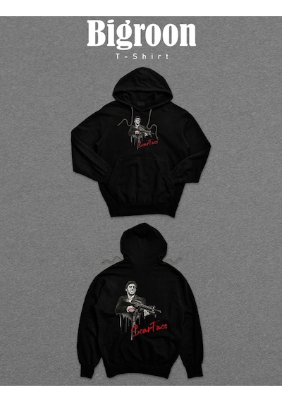 Scarface Yaralı Yüz Mafia Gun's Sweatshirt Unisex Kapüşonlu Hoodie 001