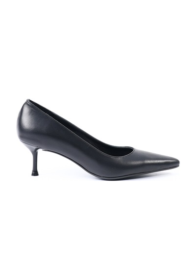 Tuna Hakiki Deri Siyah Topuklu Kadın Ayakkabı, Stiletto - Z8583 Siyah