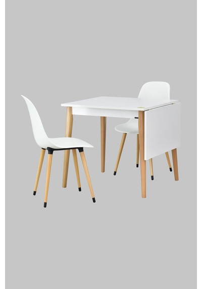 Vilinze Eames Sandalye Avanos Ahşap Mutfak Masası Takımı - 70x80 Cm Beyaz