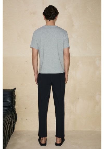 Grımelange Axıon Erkek %100 Organik Pamuklu Yuvarlak Yakalı Regular Fit Grimelanj T-shirt Gri Melanj