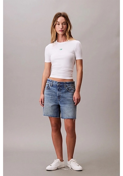 Calvin Klein Jeans Kadın Modal Fitilli Beyaz T-shirt Lv044c901g-yaa Beyaz