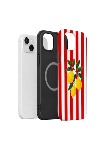 Apple iPhone Uyumlu 14 Vorian Çift Katmanlı Magsafe Kılıf Lemon Parade Red