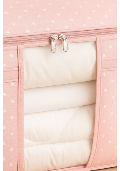 Serstil Pencereli Yastık Hurcu 75 X 40 X 40 Cm - Pembe Benekli Pembe Puantiye