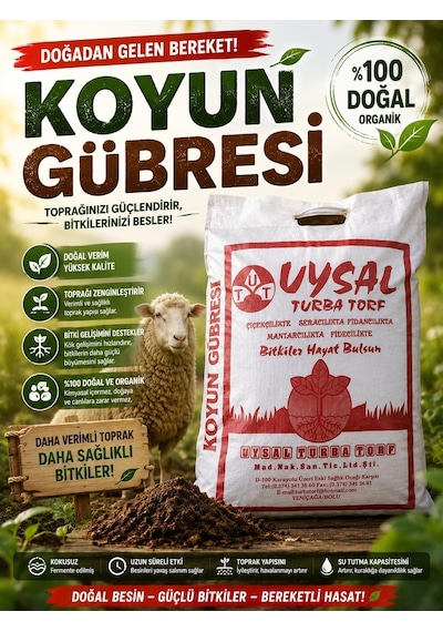 Tr 20 Lt. Organik Koyun Gübresi, Çiçek, Bitki Yetiştirme Coşturmak İçin Gübre 0,250