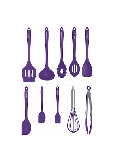 Salvatore Yanmaz  Yapışmaz Silikon Spatula Seti 10 Parça Mor