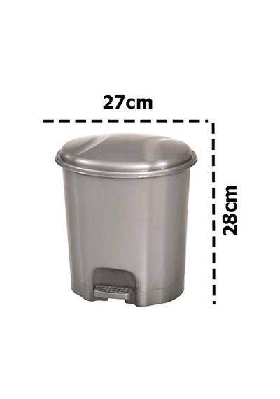 Motek Elit Pedallı Plastik Çöp Kovası İç Kovalı 6 Lt Gümüş Gri