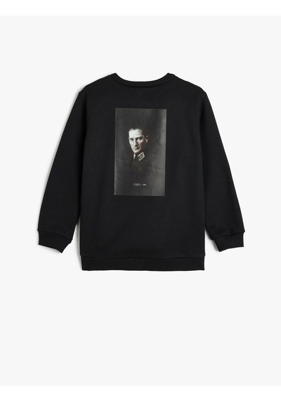 Koton Sweatshirt Arkası Atatürk Baskılı Bisiklet Yaka Uzun Kollu Siyah 5wkb10221tk Siyah