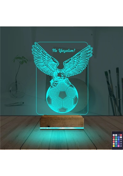 Luvivia Kartal Futbol Topu Kişiye Özel 3d Lamba - Masa Gece Lambası Şeffaf