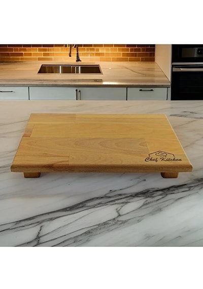 Ahşap 30x20 Cm Sebze Meyve Doğrama Ve Sunum Servis Tahtası 4 Ayaklı