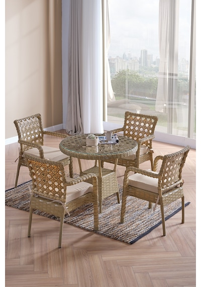 Evdemo Ayaz 4 Kişilik Rattan Bahçe Balkon Mutfak Masa Takımı Cappuccino Cappuccino Evdemo Ayaz 4 Kişilik Rattan Bahçe Balkon Mutfak Masa Takımı Cappuccino Cappuccino