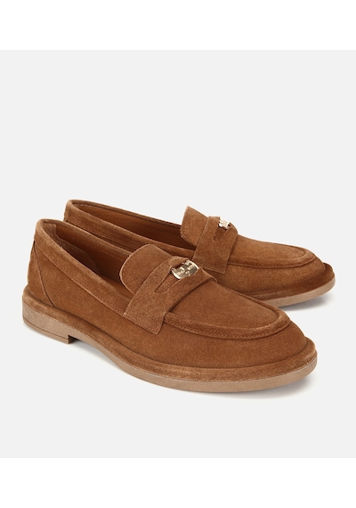 Hotiç Kadın Süet Deri Taba Tokalı Klasik Loafer