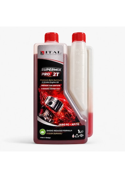 Ital Supermix Pro 2t 1 Litre Ölçekli Yarı Sentetik 2 Zamanlı Motor Yağı Kırmızı
