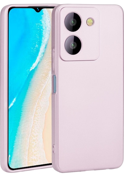 Noktaks - Vivo Uyumlu Vivo Y36 4g - Kılıf Mat Renkli Esnek Premier Silikon Kapak - Rose Gold