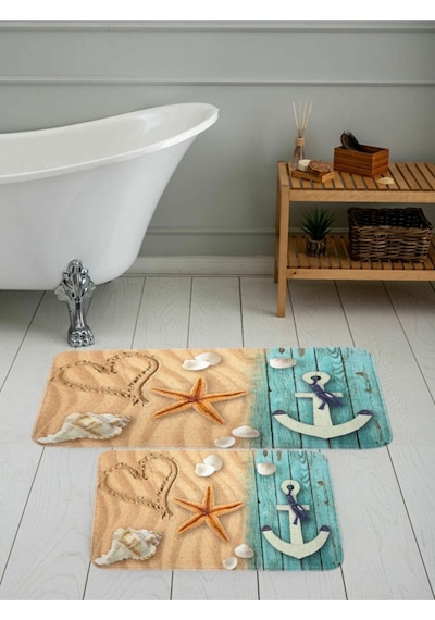 Eliana Home Dijital Baskılı 2'li Banyo Paspas Takımı Lna5045 Mavi