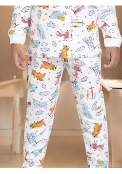 Cantoy Erkek Çocuk Helikopter Baskılı Pamuklu Pijama Takım-14916 Renklı
