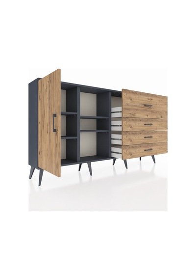 Arges Konsol 4 Raflı 4 Çekmeceli Tek Kapaklı 176x30x99 Antrasit-çam Atlas Çam - Antrasıt Arges Konsol 4 Raflı 4 Çekmeceli Tek Kapaklı 176x30x99 Antrasit-çam Atlas Çam - Antrasıt