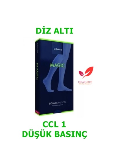 Sigvaris Magic Diz Altı/Diz Altı Varis Çorabı (Mg-1 Düşük Basınç) Siyah CCL1 XS +Plus Açık Normal