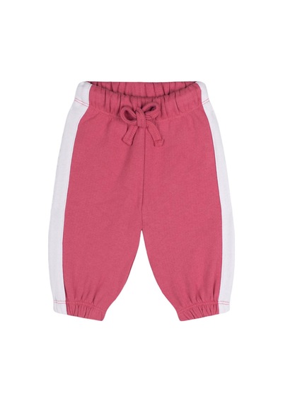 Antebies Organik Pembe,beli Lastikli Bağcıklı Manşetli Kız Bebek Sweatshirt Eşofman Takımı
