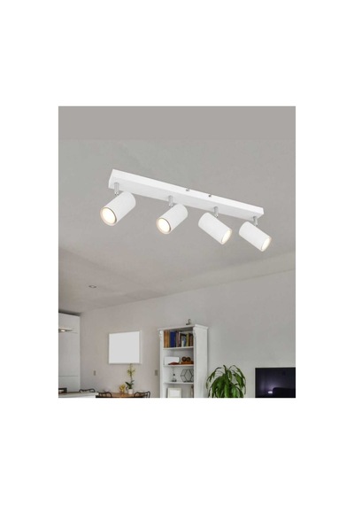 Mylights Dörtlü Led Spot Tavan Plofonyer Hareketli Başlık Beyaz 4lü Tavan Avize Tasarruflu Siyah