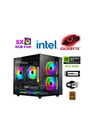 Xaser AIR-X30 i5-14400F 32 GB 1 TB M.2 NVMe SSD 8 GB RTX5060 Free Dos Masaüstü Oyuncu Bilgisayarı