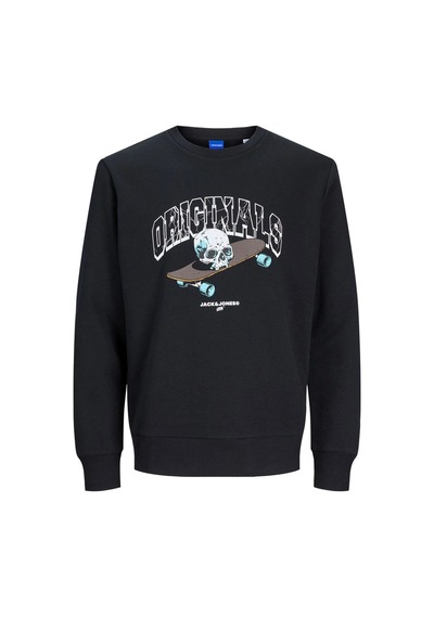 Jack & Jones Erkek Kuru Kafa Baskılı Bisklet Yaka Sweatshirt 12244220 12244220-black4406 Siyah