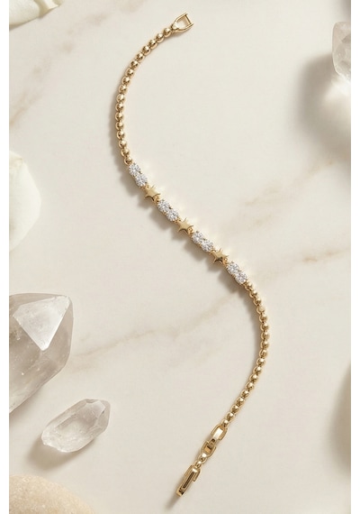 Valmont Accessories Xuping 14k Kaplama 17+2 Cm Ayarlanabilir Yıldız Detaylı Taşlı Kadın Çelik Bileklik Altın Valmont Accessories Xuping 14k Kaplama 17+2 Cm Ayarlanabilir Yıldız Detaylı Taşlı Kadın Çelik Bileklik Altın