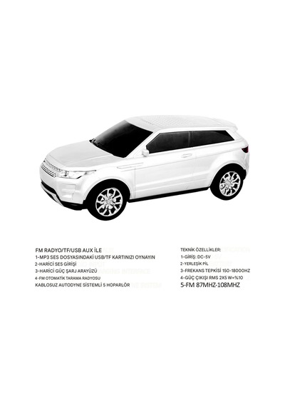 Beyaz Şarjlı Lüks Suv Tasarımlı Usb/aux Çıkışlı Fm Radyolu Bluetooth Hoparlör Speaker