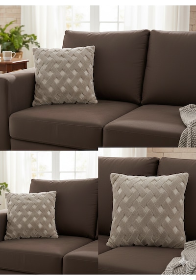 Fugo Concept 45x45 Cm Wellsoft Yumuşak Kırlent Kılıfı Kabartmalı Punch/bukle Desen Açık Bej