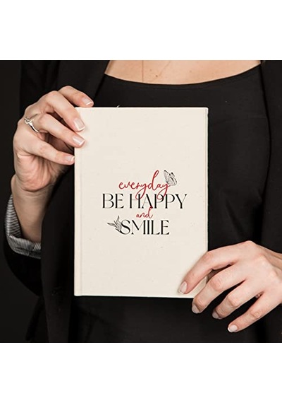 Happy And Smile Tasarımlı Kanvas Defter Genel