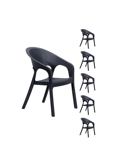 6 Adet Garden Antrasit Sandalye / Balkon-bahçe-teras Antrasit