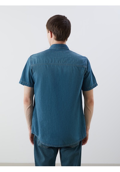Lcw Jeans Yeşil Regular Fit Kısa Kollu Erkek Jean Gömlek