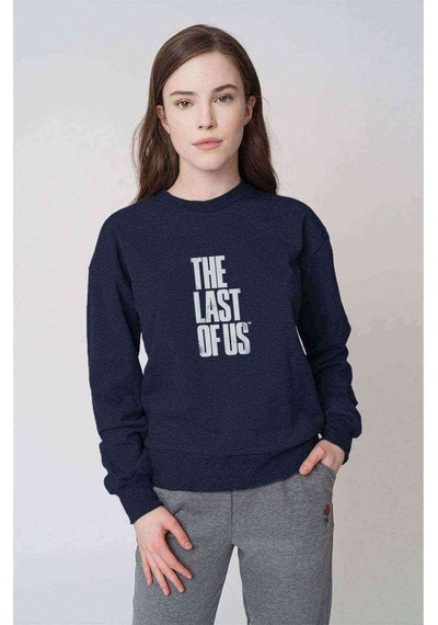 The Last Of Us Baskılı Indigo Mavi Kadın Sweatshirt
