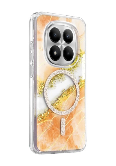 Onegif Xiaomi Redmi Note 15 Pro Plus 5g Lotus Simli Magsafe Kapak - Turuncu
