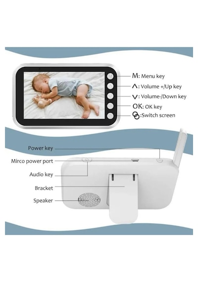 Crow's Tech Ct-lcd Ekranlı Gece Görüşlü Bebek Monitörü - Bebek Izleme Kamerası Oda Sıcaklığı Kontrollü Kablosuz Beyaz