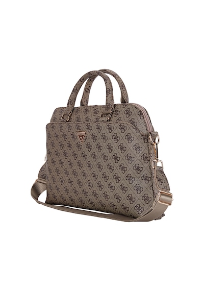 Guess  Lisanslı Üçgen Logolu Omuz Askılı 15 İnç Laptop Çantası Kahverengi