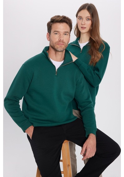 Tudors Pamuklu Dik Yaka Fermuarlı Haki Unisex Sweatshirt-29037-haki Haki Tudors Pamuklu Dik Yaka Fermuarlı Haki Unisex Sweatshirt-29037-haki Haki