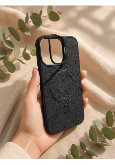 Apple Uyumlu iPhone 16 Pro Timsah Derisi Görünümlü Lens Koruma Hediyeli Magsafe Özellikli Standlı Kılıf Siyah Apple Uyumlu iPhone 16 Pro Timsah Derisi Görünümlü Lens Koruma Hediyeli Magsafe Özellikli Standlı Kılıf Siyah