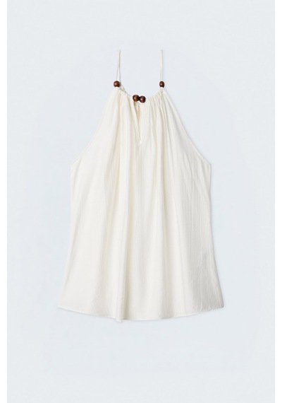 Sateen Aksesuar Detaylı Bluz - Ekru-137567