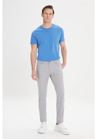 AC&Co / Altınyıldız Classics 360 Derece Her Yöne Esneyen Slim Fit Dar Kesim Diyagonal Desenli Erkek Pantolon Gri