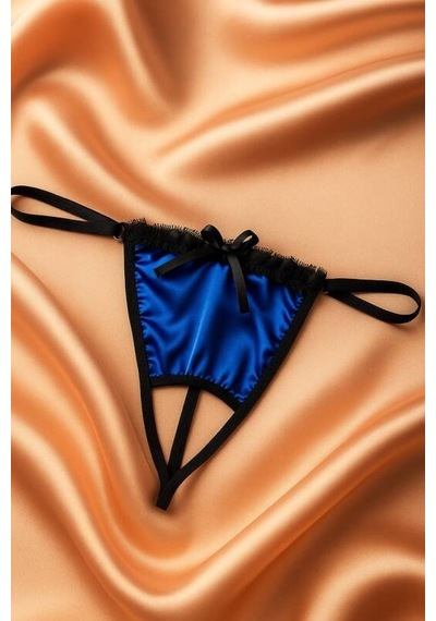 Nimselove Kadın Mavi Fiyonk Detaylı Saten G-string Külot Çok Renkli