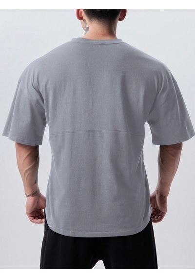 Genius Store Genius Erkek Spor Tişört Oversize Fitness & Gym Antrenman Tişörtü Gri