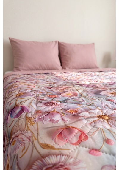Çiçek Tomurcukları 5d Çok Amaçlı Tek Kişilik Baskılı Pike & Yatak Örtüsü 160x220 Cm Çok Renkli