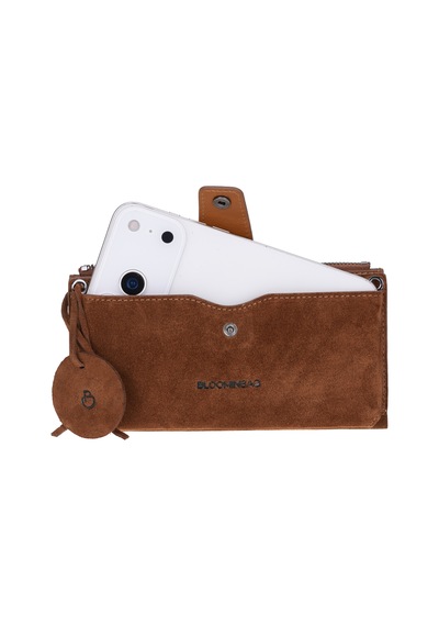 Bloominbag Camel Still Lozan Hakiki Süet Çapraz Askılı Telefon Bölmeli Cüzdan Çanta Kahverengi